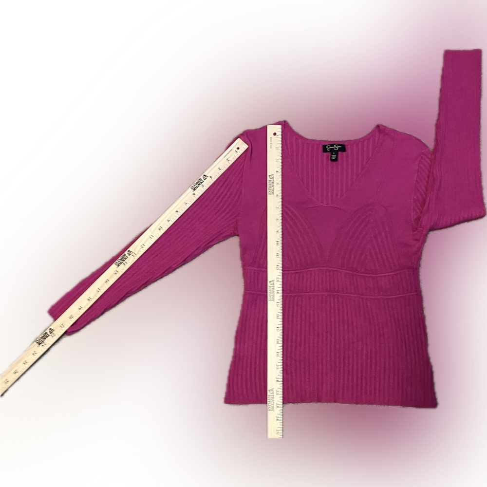 Jessica Simpson Adrielle Long Sleeve Sweater Top in Festival Fuchsia size L - Picture 8 of 14